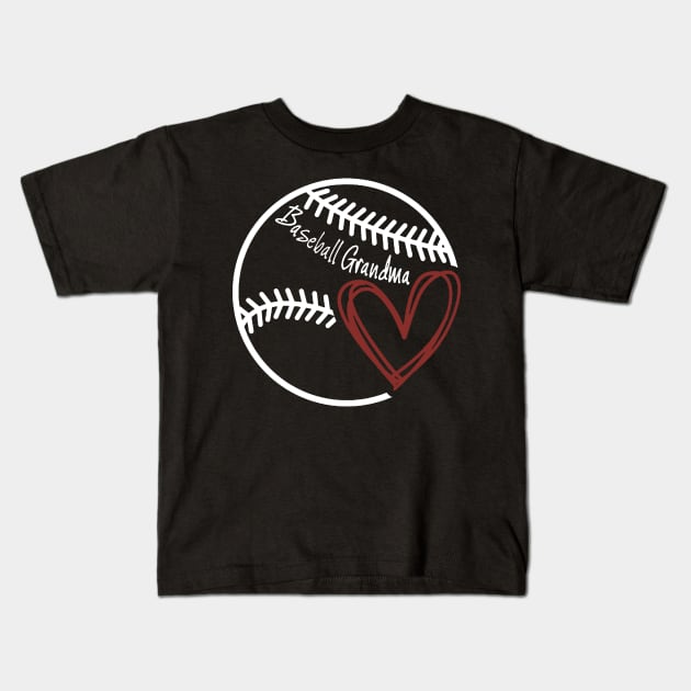 Baseball Grandma Heart Kids T-Shirt by heryes store